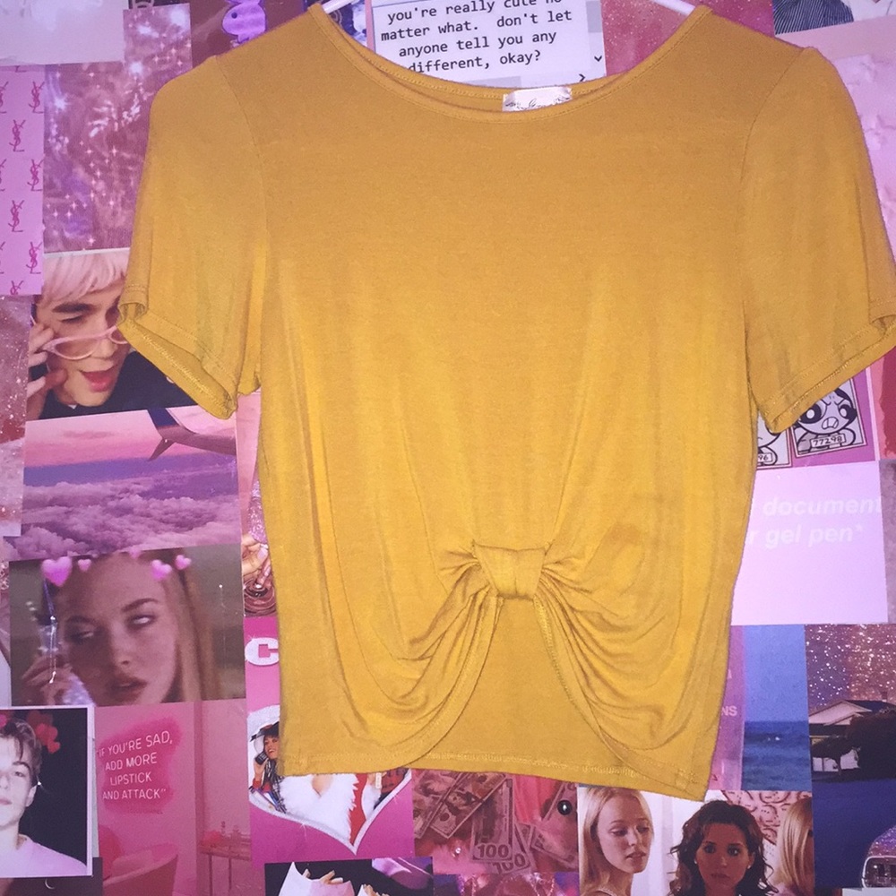 Mustard yellow detailed crop top